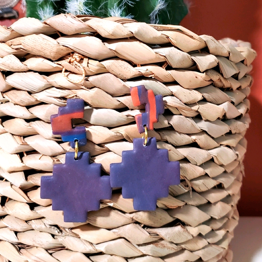Pyramid inspired polymer clay earrings